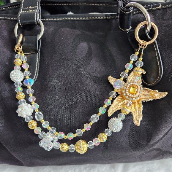 Gold and Silver Starfish Purse Charm Jewelry Chain And Keychain Bag Charm Chain - Picture 9 of 10